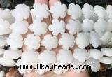 FGBS199 15 inches 20mm carved 5 petal flower white jade beads wholesale