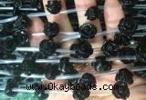 FGBS20 15 inches 8mm, 10mm, 12mm carved rose flower black agate beads