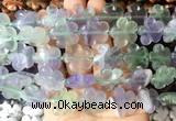 FGBS201 15 inches 20mm carved 5 petal flower fluorite beads wholesale