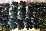 FGBS206 15 inches 20mm carved 5 petal flower black obsidian beads wholesale