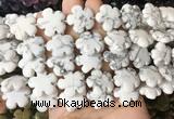 FGBS213 15 inches 20mm carved 5 petal flower white howlite beads wholesale