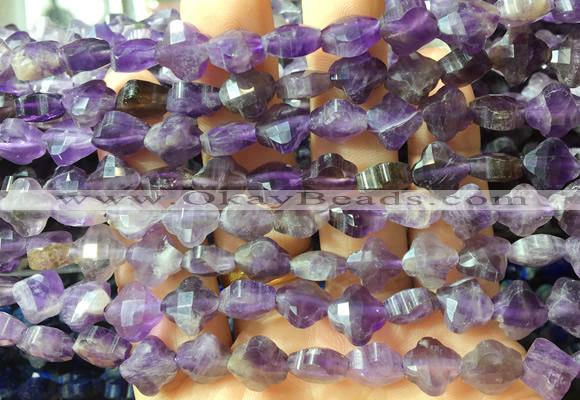 FGBS220 15 inches 10mm faceted four leaf clover amethyst beads wholesale