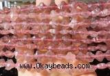 FGBS224 15 inches 10mm faceted four leaf clover strawberry quartz beads wholesale