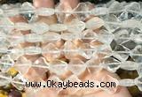 FGBS238 15 inches 13mm faceted 4 leaf clover white crystal beads wholesale