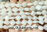 FGBS246 15 inches 13mm faceted 4 leaf clover white jade beads wholesale