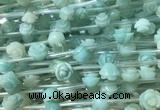 FGBS26 15 inches 8mm, 10mm, 12mm carved rose flower amazonite beads