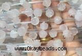 FGBS28 15 inches 8mm, 10mm, 12mm carved rose flower rose quartz beads