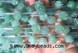 FGBS31 15 inches 8mm, 10mm, 12mm carved rose flower green aventurine beads