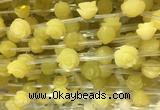 FGBS34 15 inches 8mm, 10mm, 12mm carved rose flower lemon jade beads