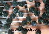 FGBS43 15 inches 10mm carved rose flower moss agate beads wholesale