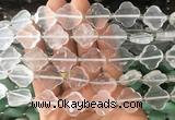 FGBS61 15 inches 16mm - 18mm faceted Four leaf clover white crystal beads