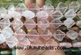 FGBS62 15 inches 16mm - 18mm faceted Four leaf clover rose quartz beads