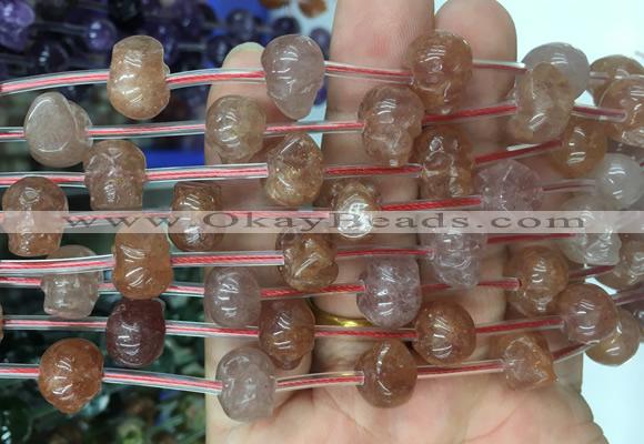 FGBS72 15 inches 10mm carved skull red strawberry quartz beads wholesale