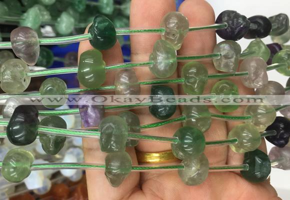 FGBS83 15 inches 10mm carved skull fluorite beads wholesale