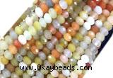 FWBS03 15 inches 5*8mm faceted rondelle golden flower jade beads