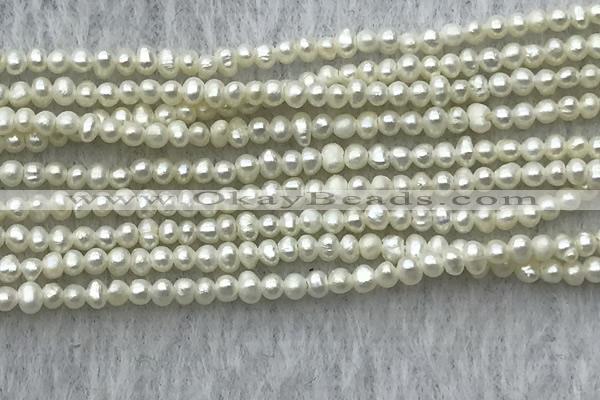 FWP03 14.5 inches 1.8mm - 2mm potato white freshwater pearl strands