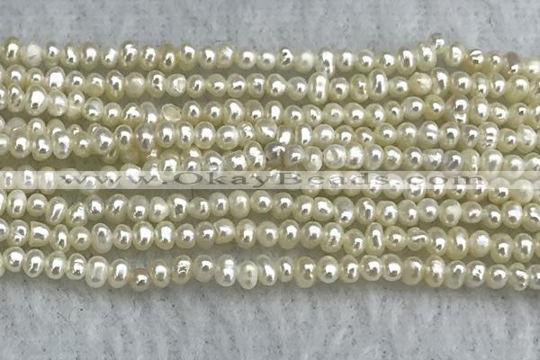 FWP04 14.5 inches 1.8mm - 2.1mm potato white freshwater pearl strands