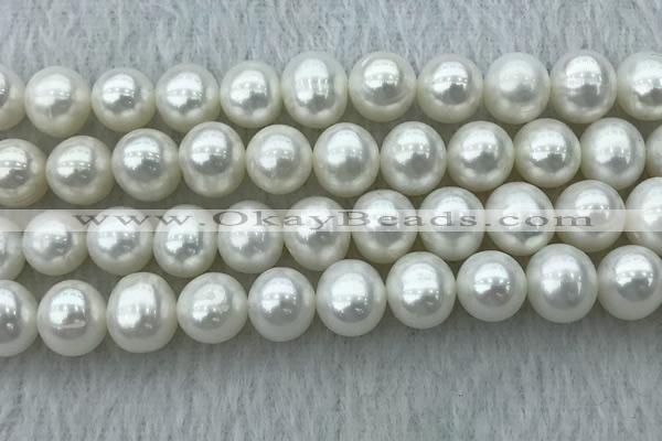 FWP104 15 inches 9mm - 10mm potato white freshwater pearl strands