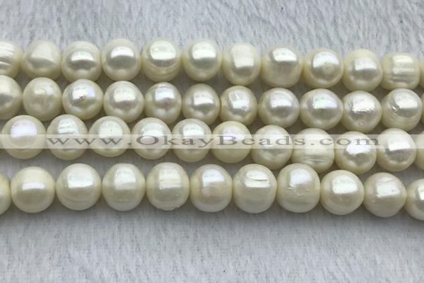 FWP125 15 inches 11mm - 12mm potato white freshwater pearl strands