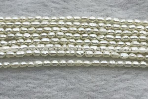 FWP154 14.5 inches 2mm - 3mm rice white freshwater pearl strands