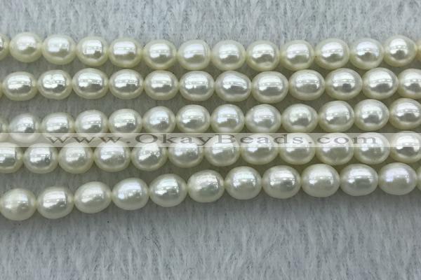 FWP178 15 inches 6mm - 7mm rice white freshwater pearl strands