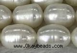 FWP201 15 inches 8mm - 9mm rice white freshwater pearl strands