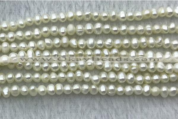 FWP21 14.5 inches 3mm - 3.5mm potato white freshwater pearl strands