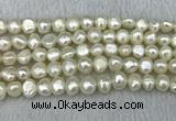 FWP245 15 inches 8mm - 9mm baroque white freshwater pearl strands