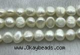 FWP260 15 inches 11mm - 12mm baroque white freshwater pearl strands