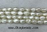 FWP286 15 inches 9mm - 10mm baroque white freshwater pearl strands