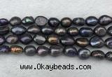 FWP288 15 inches 9mm - 10mm baroque black freshwater pearl strands