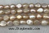 FWP300 15 inches 11mm - 12mm baroque pink freshwater pearl strands