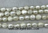 FWP302 15 inches 11mm - 12mm baroque white freshwater pearl strands