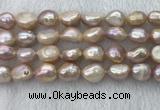 FWP306 15 inches 11mm - 12mm baroque purple freshwater pearl strands