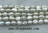 FWP351 15 inches 8mm - 9mm baroque white freshwater pearl strands