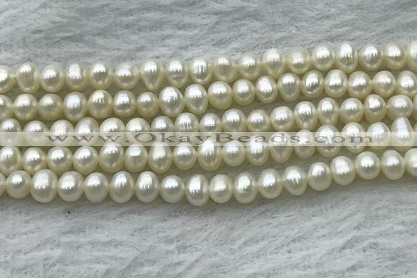 FWP41 14.5 inches 4mm - 5mm potato white freshwater pearl strands