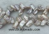 FWP414 Top-drilled 12*16mm - 13*18mm biwa freshwater pearl beads