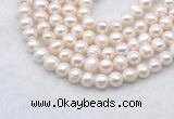 FWP482 14 inches 7mm - 8mm potato white freshwater pearl strands