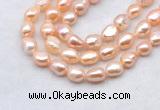 FWP501 14 inches 10mm - 11mm baroque pink freshwater pearl strands