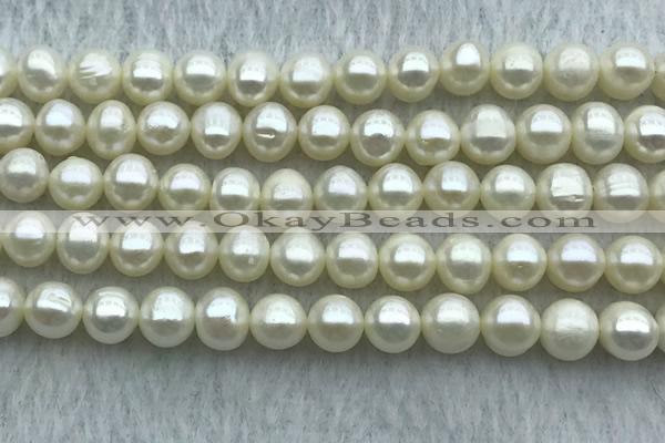 FWP60 15 inches 6mm - 7mm potato white freshwater pearl strands