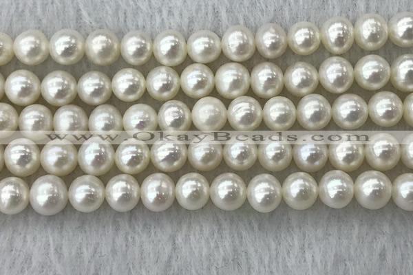 FWP76 15 inches 7mm - 8mm potato white freshwater pearl strands