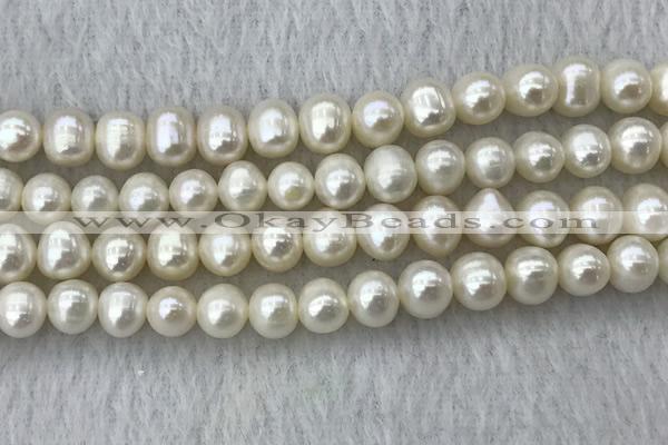 FWP81 15 inches 7mm - 8mm potato white freshwater pearl strands