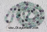 GMN1120 Hand-knotted 8mm, 10mm fluorite 108 beads mala necklaces with charm