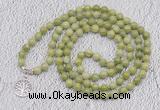 GMN1121 Hand-knotted 8mm, 10mm China jade 108 beads mala necklaces with charm