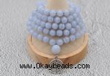 GMN1214 Hand-knotted 8mm, 10mm blue lace agate 108 beads mala necklaces with charm