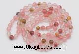 GMN123 Hand-knotted 6mm volcano cherry quartz 108 beads mala necklaces