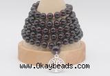 GMN1257 Hand-knotted 8mm, 10mm garnet 108 beads mala necklaces with charm