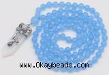 GMN1405 Hand-knotted 8mm candy jade 108 beads mala necklace with pendant