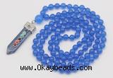 GMN1406 Hand-knotted 8mm candy jade 108 beads mala necklace with pendant