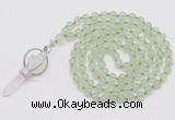 GMN1461 Hand-knotted 8mm, 10mm prehnite 108 beads mala necklace with pendant